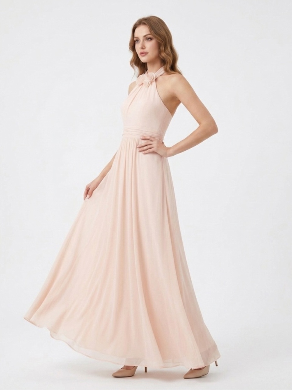 Stunning Amsale 100% Silk Full Mermaid Gown in Bellini Pink